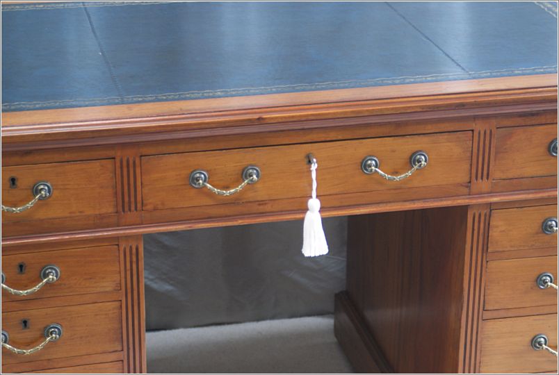 2026 Antique Small Satinwood Pedestal Desk (9)